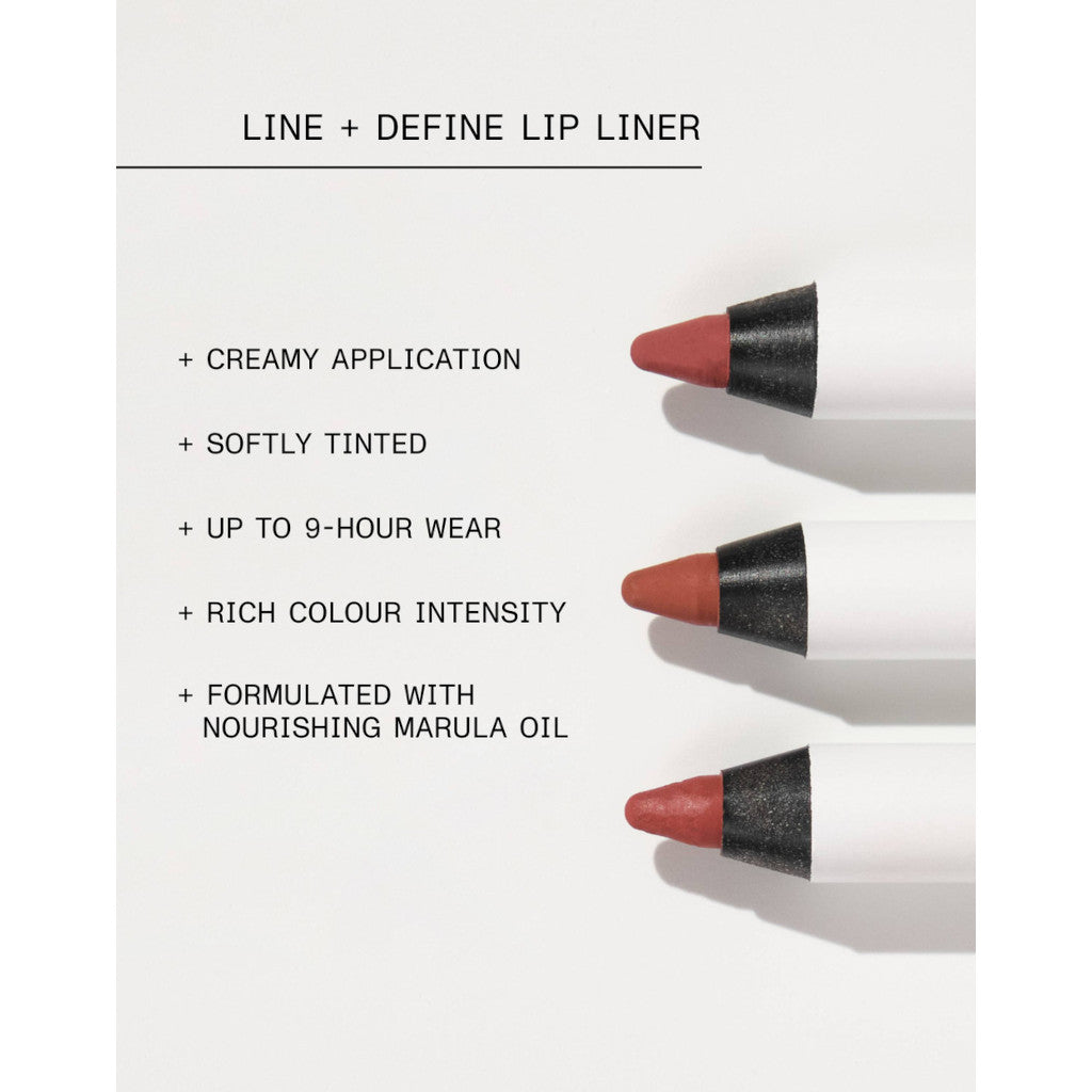 Lip liner with text highlighting features on a white background