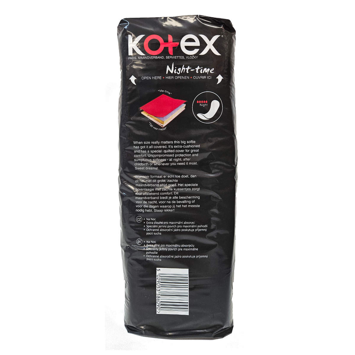 Kotex night-time product packaging on a white background