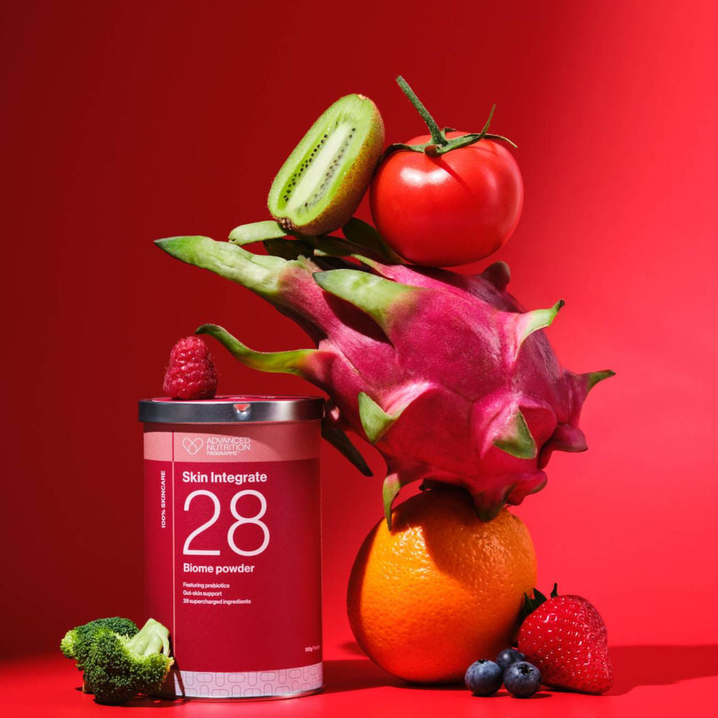 Image of product with fruit back drop