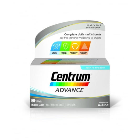 Centrum Advance multivitamin packaging on a white background