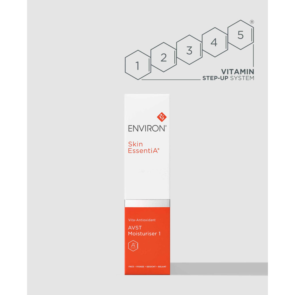 Environ Skin EssentiA product on a light gray background with brand logo.