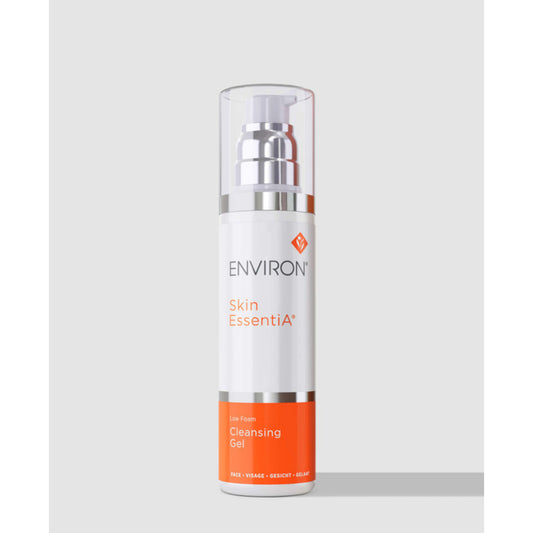 Skincare bottle labeled 'Environ Skin EssentiA' on a light gray background