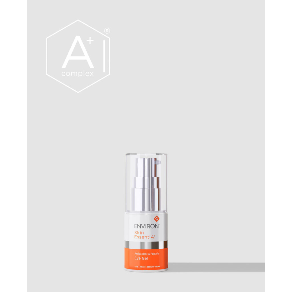 Skincare bottle with Environ logo on a light gray background