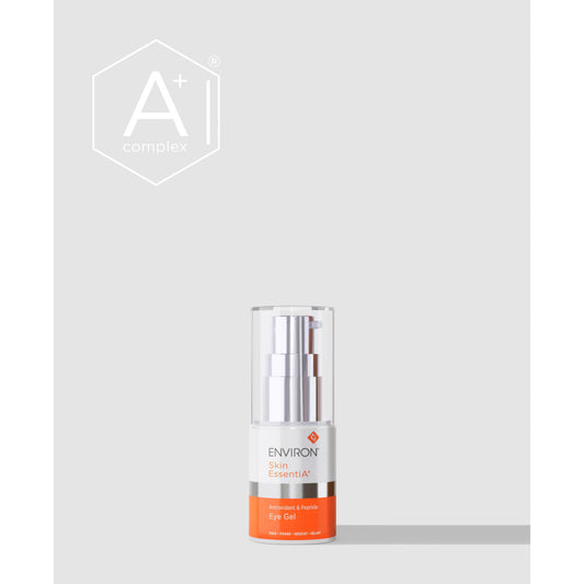 Skincare bottle with Environ logo on a light gray background