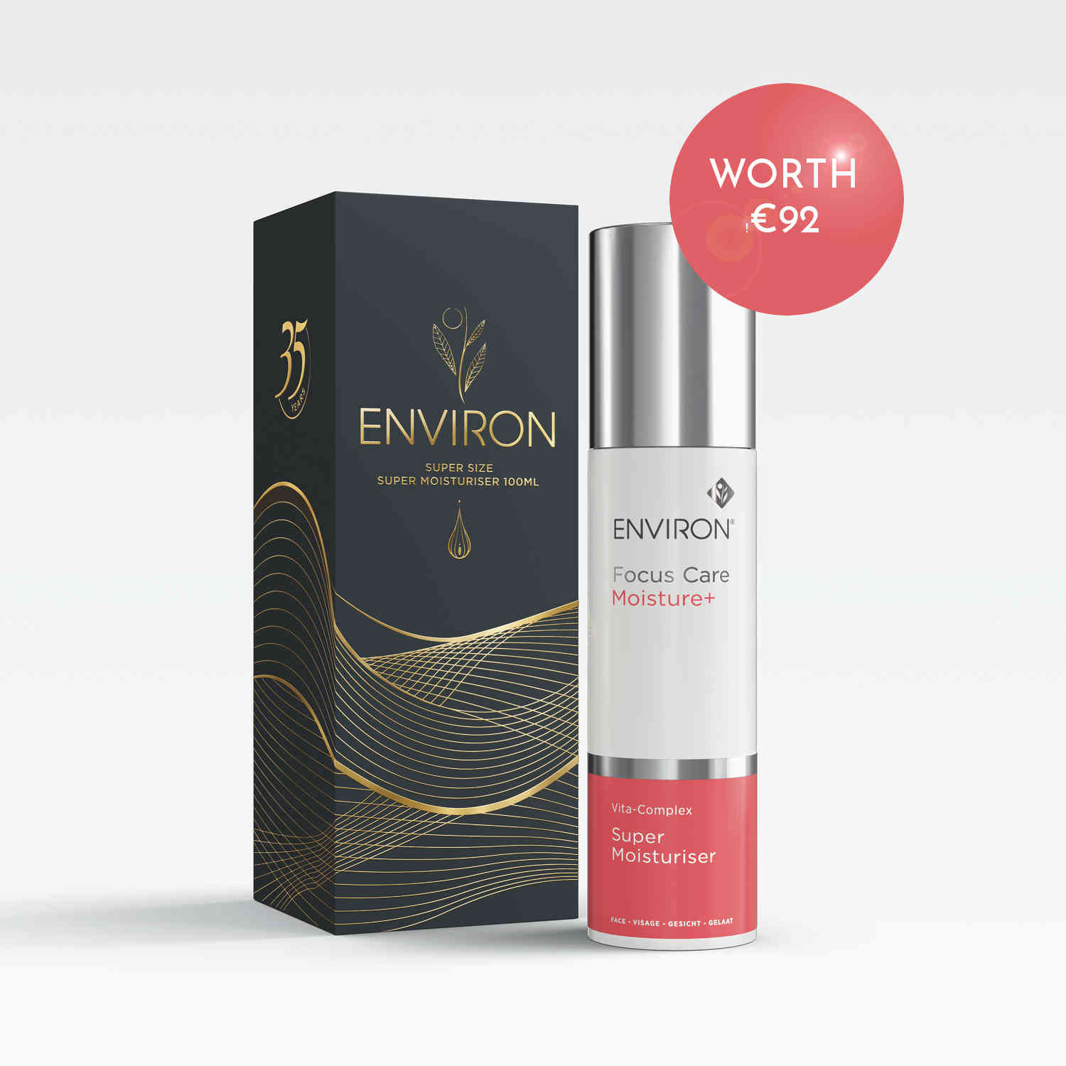 Environ skincare product and packaging on a white background