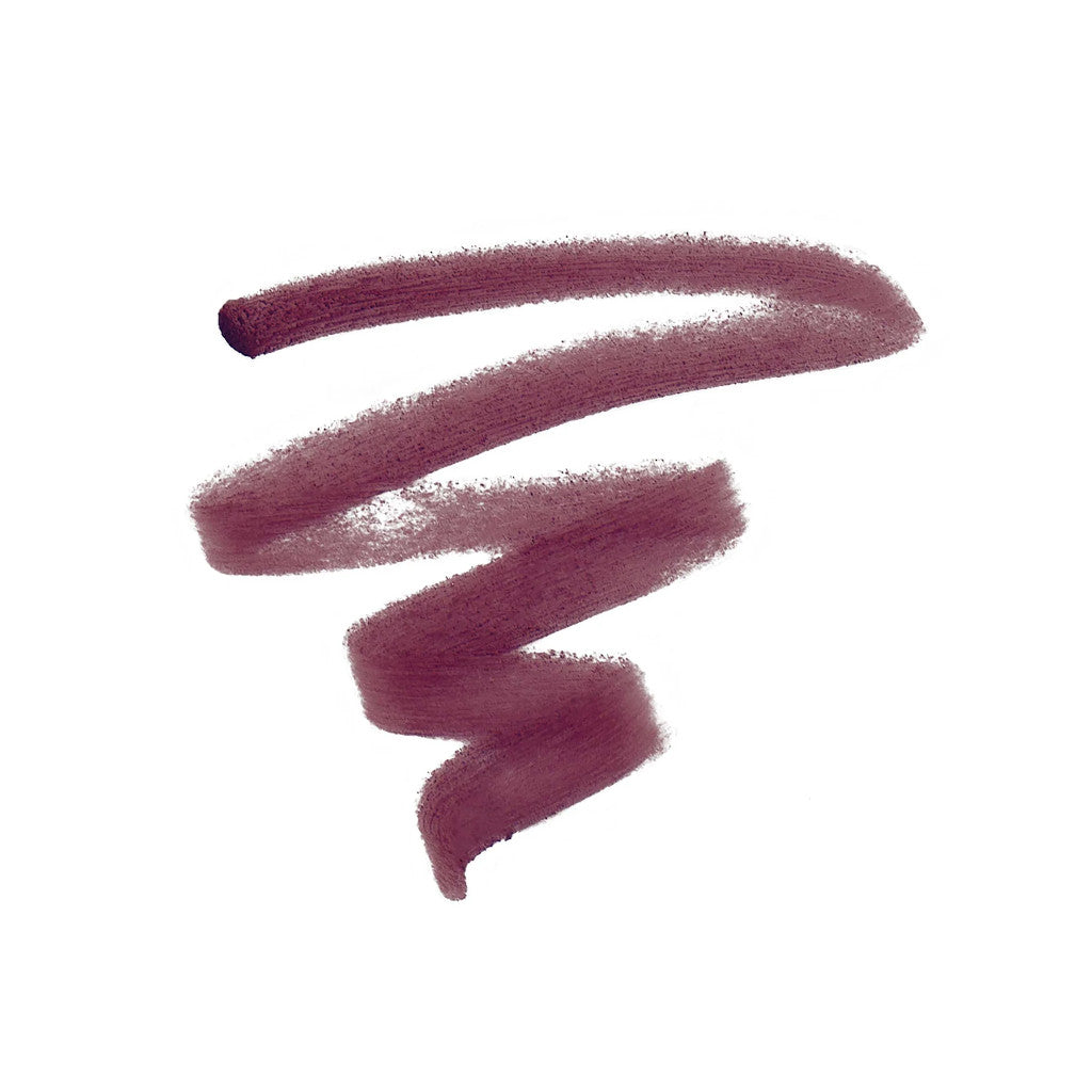 Swatch of purple lipstick on a white background