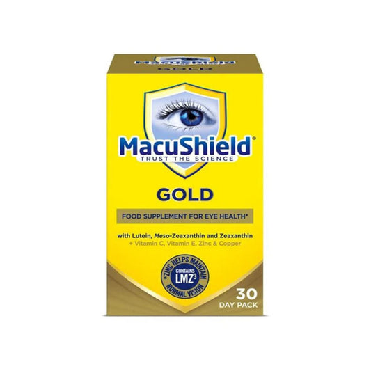 MacuShield Gold eye health supplement packaging on a white background