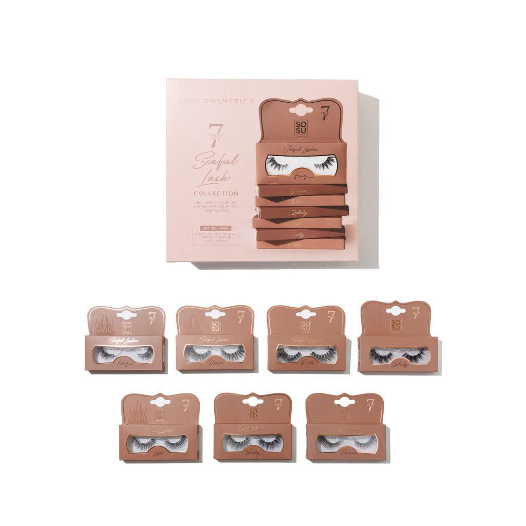 Set of false eyelashes packaging with a box labeled '7' on a white background