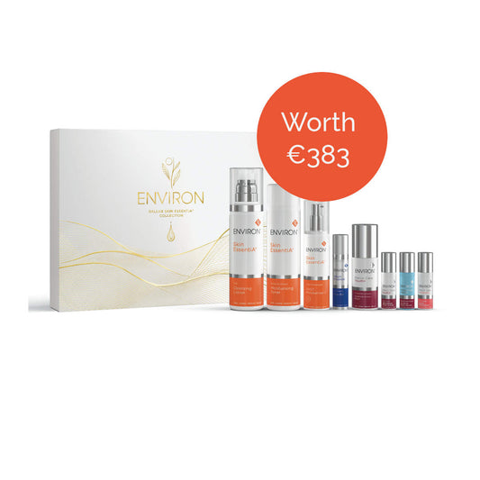 Environ skincare product set with packaging on a white background
