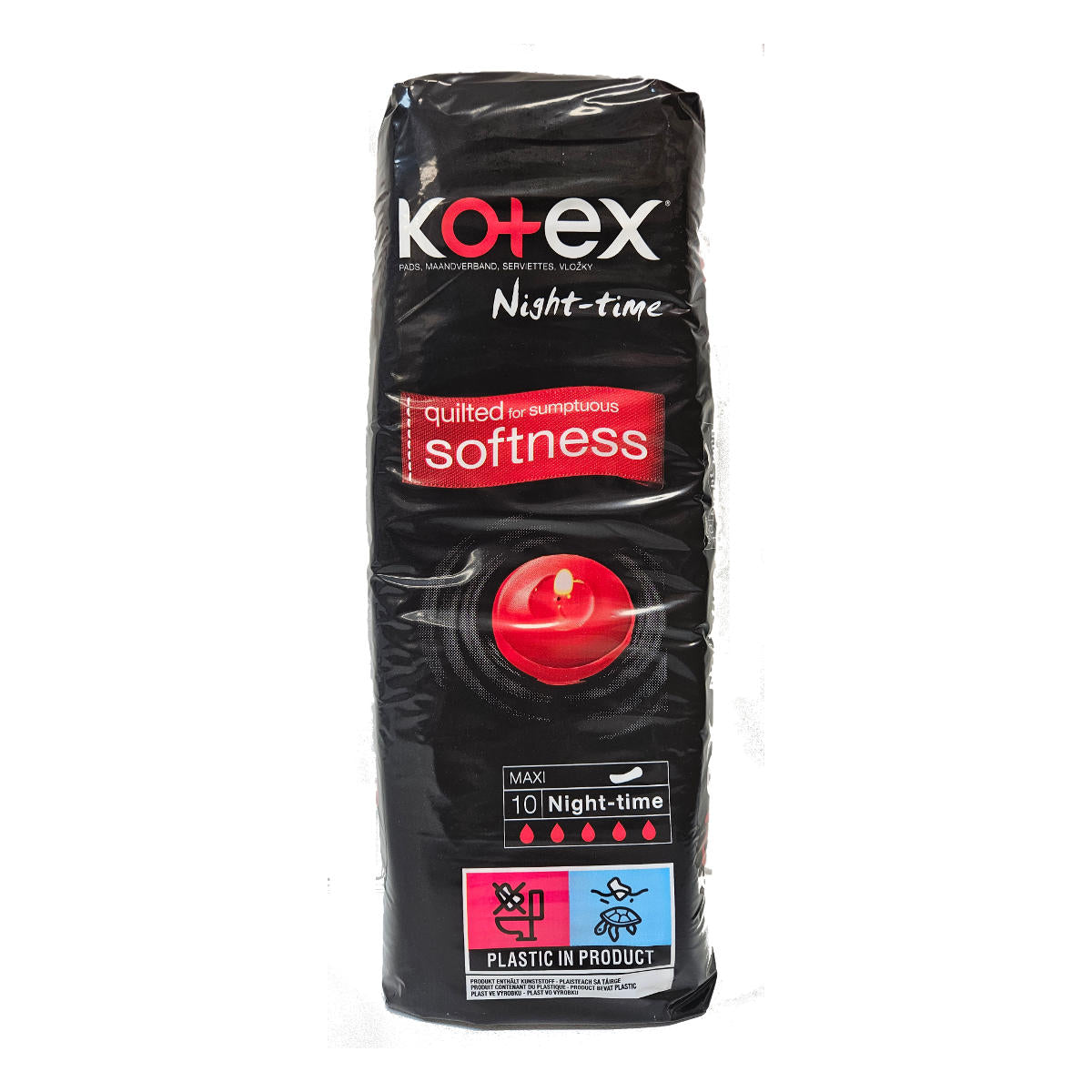 Kotex night-time sanitary pads packaging on a white background