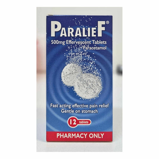 Box of Paralie F 500mg Effervescent Tablets on a white background
