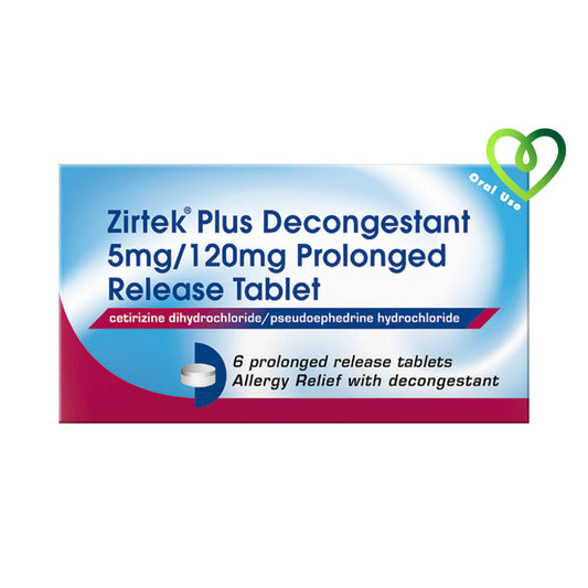 Zirtek plus decongestant 6 tablets