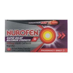 Nurofen Rapid Relief Maxium Strength 400mg Liquid 20 Capsules.