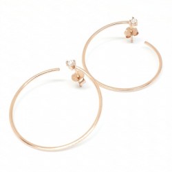 Sterling Silver Rose Gold Plated Hoop Cubic Zirconia Earring
